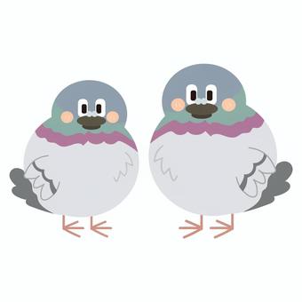 ハトの親子のイラスト ハトの親子のイラスト 鳥,ハト,ひよこ,動物,生き物,卵,殻,親子,ペット,かわいいのイラスト素材