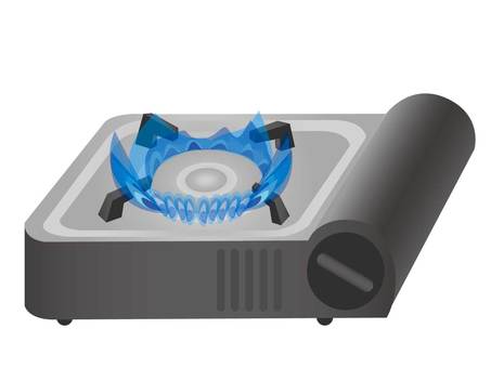 Illustration of an ignited desktop cassette stove, JPG and PNG Illustration of an ignited desktop cassette stove, cassette stove, kitchenware, disaster prevention goods, JPG and PNG