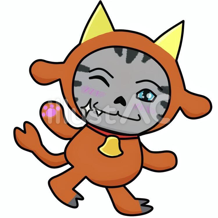 茶色うし着ぐるみ着たドクターさばとら 牛,丑,茶色のイラスト素材