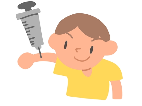 注射をして笑顔の男の子 注射,予防接種,ワクチン,笑顔,子ども,男の子,男児のイラスト素材