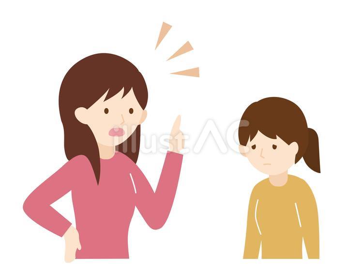 女の子を叱るお母さんのイラスト 女の子,子ども,しょんぼりのイラスト素材