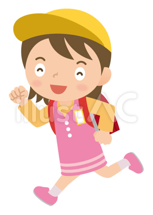 走る小学生の女の子 走る,小学生,女の子のイラスト素材