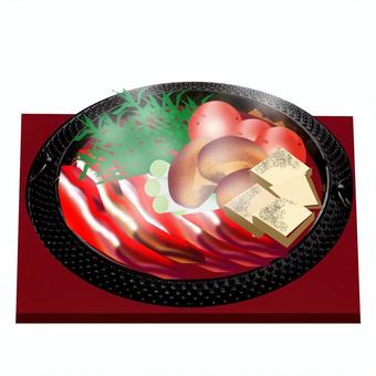 すき焼き すき焼き,料理,牛肉,春菊,椎茸,焼き豆腐,ねぎのイラスト素材