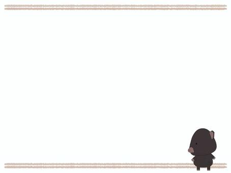 振り返る_豚 振り返る,ブタ,黒豚,動物,かわいい,後ろ姿,フレームのイラスト素材
