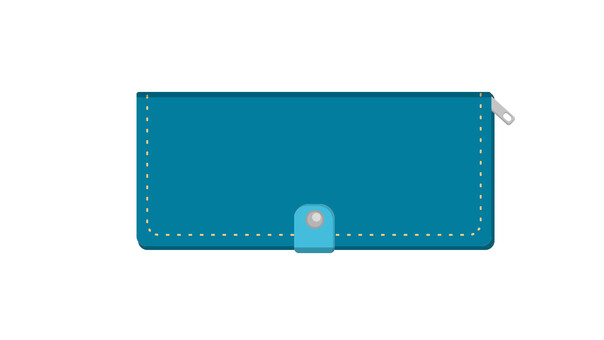 長財布　青 長財布,レザー,小銭,革,挿絵,かわいい,財布,小物,おしゃれ,素材のイラスト素材