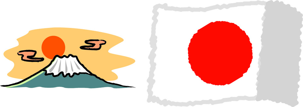 Illustration, japan, fuji mountain, flag, 