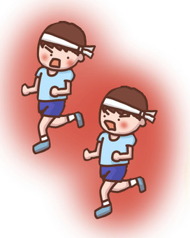 一所懸命 競い合う男性アスリート2人 マラソン,選手,アスリート,競う,2人,ランニング,仲違い,ケンカ,争い,言い合いのイラスト素材