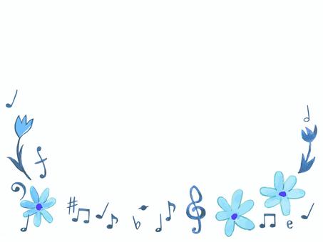 水彩のかわいい音楽イメージフレーム 背景,フレーム,音符,音楽,花,チューリップ,音楽会,演奏会,あしらい,ピアノ教室のイラスト素材