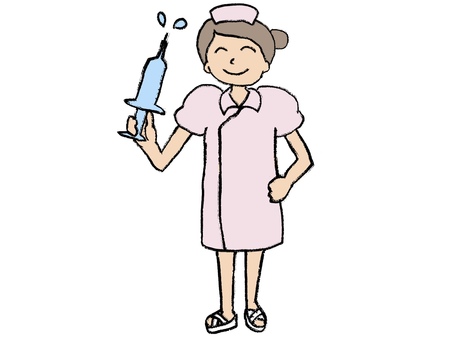 注射器を持ったナース ナース,注射器,病院,看護師,看護婦のイラスト素材