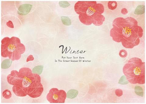 新春の椿フレーム015 新春の椿フレーム015 つばき,フレーム,新春,花,植物,冬,和風,さざんか,お正月,和のイラスト素材