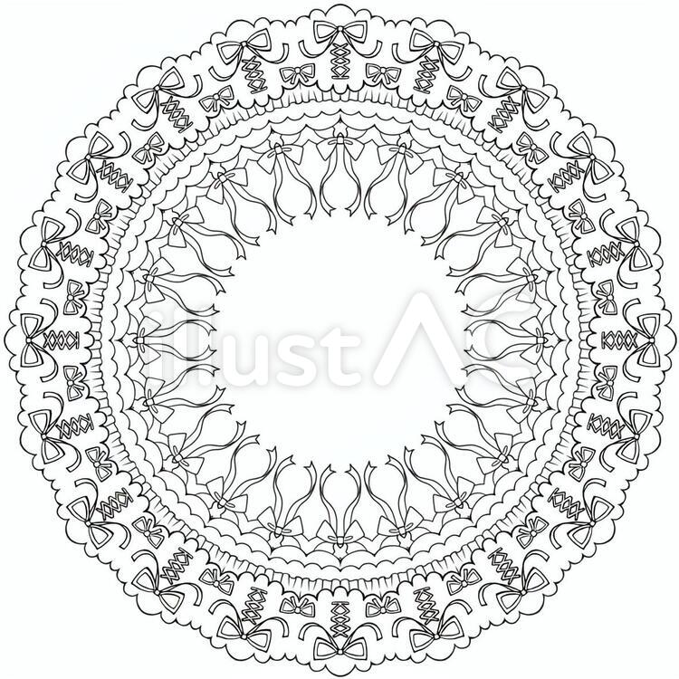 レース風素材 リボン,装飾,円形のイラスト素材