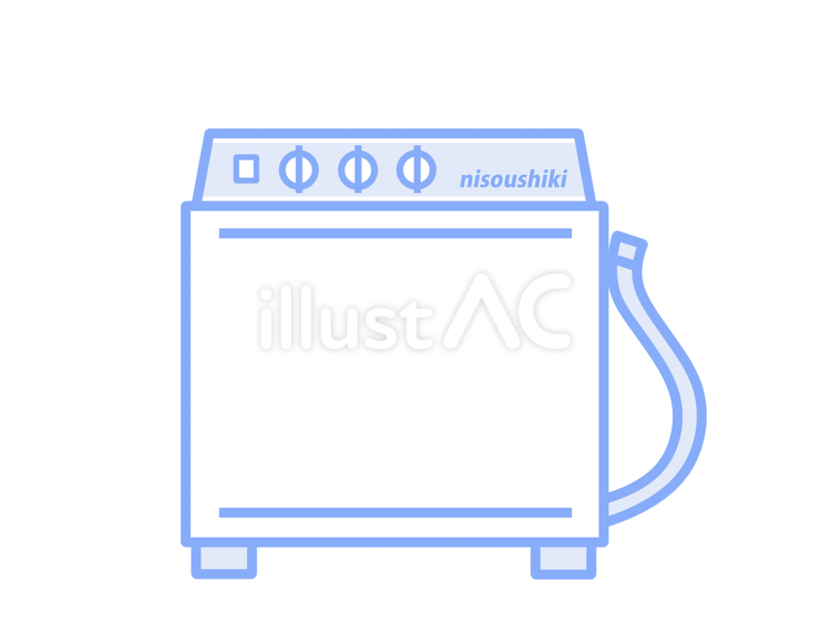 昔ながらの二槽式洗濯機（水色） 二槽式洗濯機,脱水槽,洗濯のイラスト素材