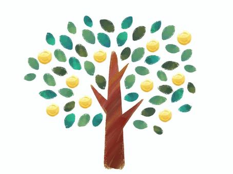 金の生る木 １ 木,葉,枝,幹,金,コインのイラスト素材