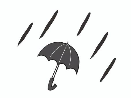 大雨と傘 傘,雨,大雨,豪雨,土砂降り,災害,防災,天気,気候,モノクロのイラスト素材