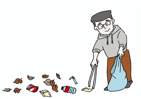 ゴミ拾いする男性 人物,生活,男性,主夫,家事,一生懸命,働く,家,ゴミ,ゴミ拾いのイラスト素材