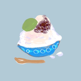 Illustration, shaved ice, ice, matcha, 