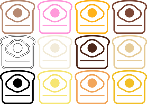 ピクトグラムのクロックマダムです。 ピクトグラム,クロックマダム,シンプル,ホットサンド,トースト,目玉焼き,ハム,チーズ,カフェ,ベシャメルソースのイラスト素材