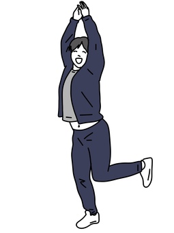 ふざける男性のポーズ 男性,とんがる,ポーズ,全身,ジャケット,スウェット,重ね着,お腹,チラ見せ,ズボンのイラスト素材