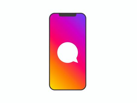 スマホ画面アイコン2／コメント吹き出し スマートフォン,ふきだし,吹き出し,スマホ画面,コメント,グラデーション,透過,sns,マーケティング,フォロワーのイラスト素材