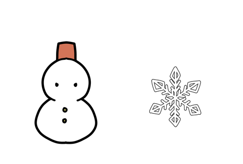 Illustration, snowman, crystal of snow, cute, 