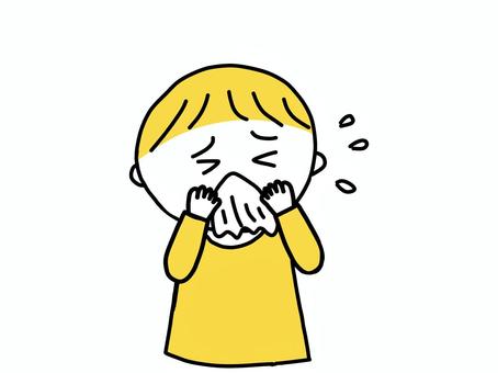 鼻をかむ男の子 かぜ,風邪,男の子,病気,鼻水,鼻風邪,ティッシュ,男子,キッズ,子供のイラスト素材