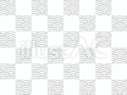 【和柄×和柄】市松×青海波:白