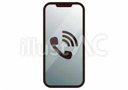 画面に光沢のあるスマホ 着信