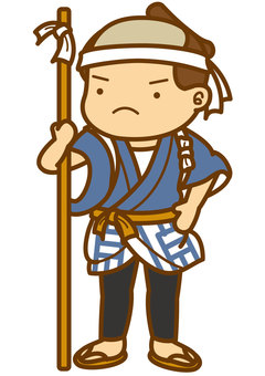 門番-4c 門番-4c 門番,見張り,江戸,時代劇,仕事,職業,半纏,着物,股引き,草履のイラスト素材