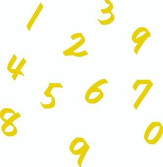 手書き数字のイラスト　黄色 数,数字,手書き,ナンバー,イラスト,1,2,3,4のイラスト素材