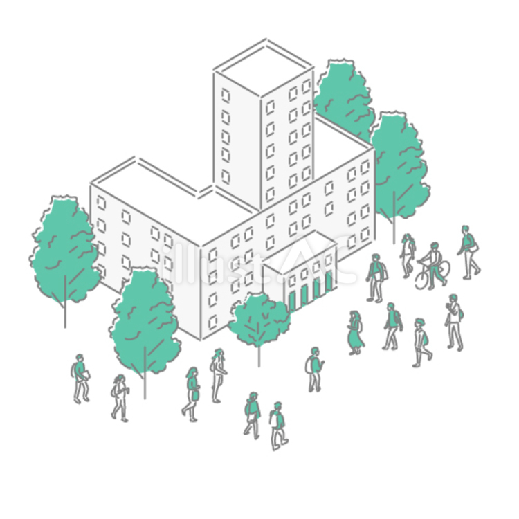 通学／先生のためのイラスト スクール,キャンパス,歩くのイラスト素材