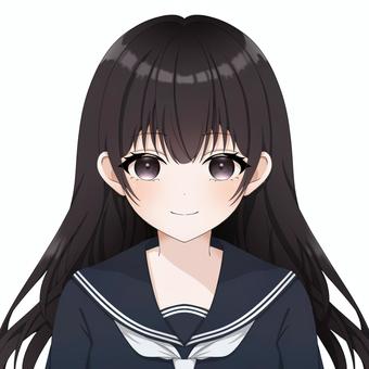 セーラー服(冬服)の少女 コスプレ,女子,女の子,美少女,萌え,アイコン,学生,かわいい,フリー,無料のイラスト素材