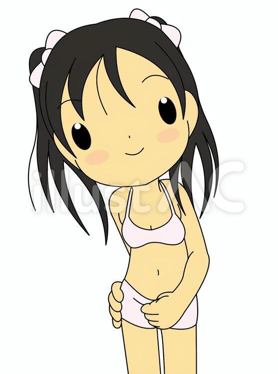 薄着さん 女性,女子,下着のイラスト素材