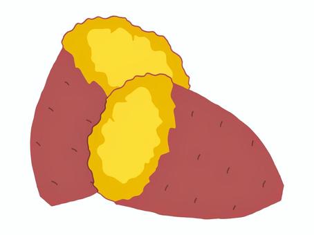 半分に割った焼き芋手描き 半分に割った焼き芋手描き 焼き芋,さつまいも,半分,割る,秋,冬,10月,11月,12月,1月のイラスト素材