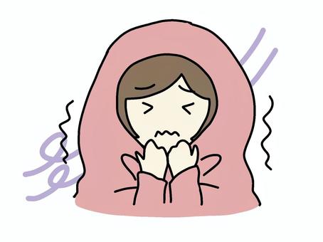 毛布を被って寒さに震える人 毛布を被って寒さに震える人 毛布,羽織,寒さ,風,震え,女性,人間,困り顔,冬,強風のイラスト素材