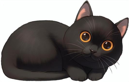 大きな瞳で見つめる可愛い黒猫のイラスト