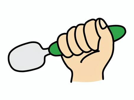 下手持ち スプーン,持ち方,食育,子供,幼児,保育園,幼稚園,しつけ,手,給食のイラスト素材