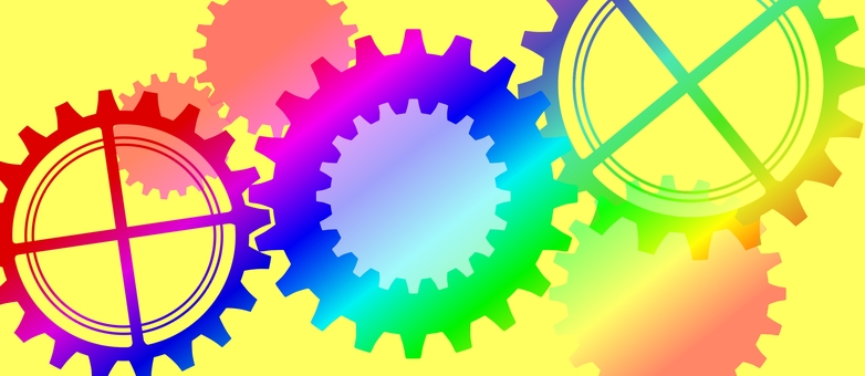 歯車／ギヤ／部品 歯車,ギヤ,車の部品,工業,工場,横長のイラスト素材