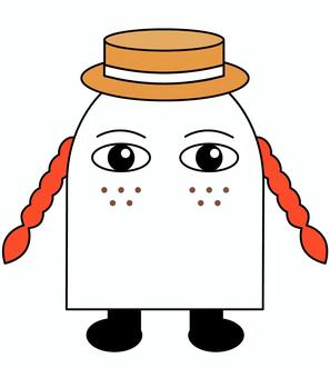 赤毛のメジェド様 メジェド,赤毛,エジプト,神,そばかす,麦わら帽子,三つ編みのイラスト素材