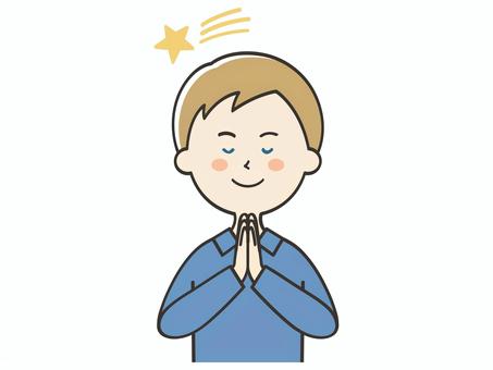 願い事をする白人男性 願い事をする白人男性 願い事,お願い,流れ星,祈る,七夕,男性,男,外国人,海外,白人のイラスト素材