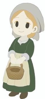 ファンタジー世界の少女 少女,村人,町人,女の子,中世風,ファンタジー風,住人,npc,モブ,買い物のイラスト素材