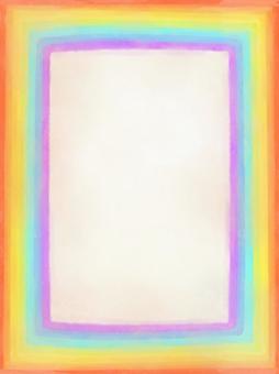 やさしい水彩のカラフル虹が囲むフレーム縦 背景,フレーム,虹,水彩,カラフル,枠,可愛い,手描き,パステル,グラデーションのイラスト素材