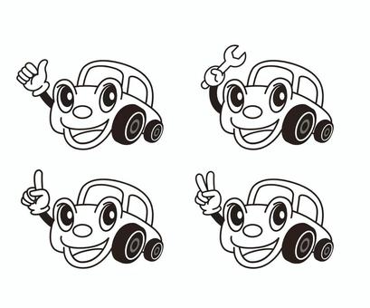 Illustration, car, line drawing, character, 
