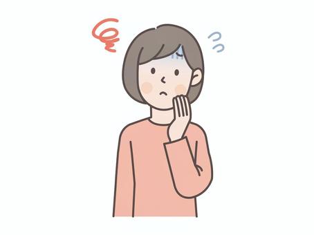 青ざめる若い女性 人物,女性,ママ,妻,主婦,母親,シンプル,かわいい,若い,イラストのイラスト素材