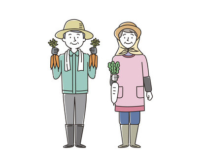 農家の夫婦_01 農家,人物,人,農業,農作業,仕事,男性,女性,男女,夫婦のイラスト素材