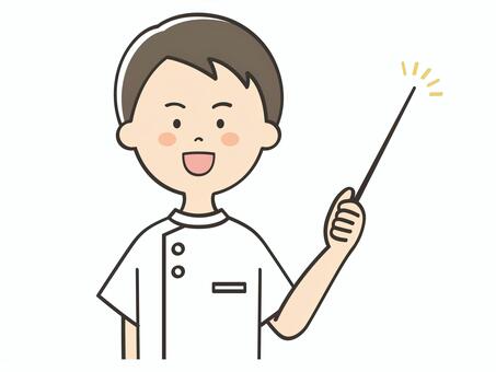 説明する男性看護師 男性,看護師,介護士,説明,教える,解説,プレゼン,発表,ポイント,注目のイラスト素材
