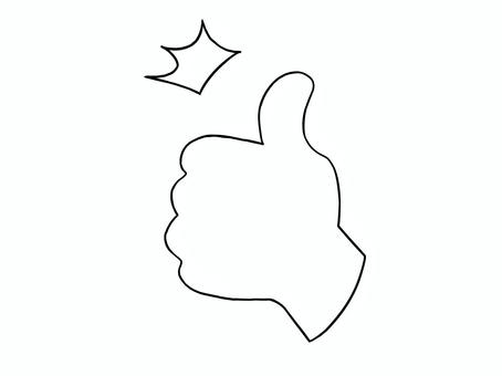 グッドサイン（手の甲側） 手,グッドサイン,シンプル,ゆるい,モノクロのイラスト素材