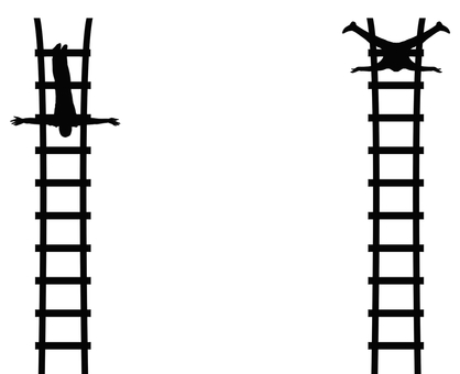 消防士出初式　はしご登りシルエット② 消防,はしご登り,出初式,正月,竹,技,シルエット,２種類,フレームのイラスト素材