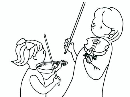 音楽のぬりえシリーズ バイオリンレッスン 音楽のぬりえシリーズ バイオリンレッスン バイオリン,ヴァイオリン,レッスン,先生,生徒,習い事,音楽教室,音楽,演奏,練習のイラスト素材