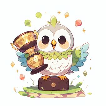 owl with trophy, , JPG and PNG