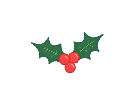 赤い実3つと緑の葉2枚のヒイラギ 柊 柊,ヒイラギ,クリスマス,12月,冬,葉,木の実,飾り,葉っぱ,装飾のイラスト素材